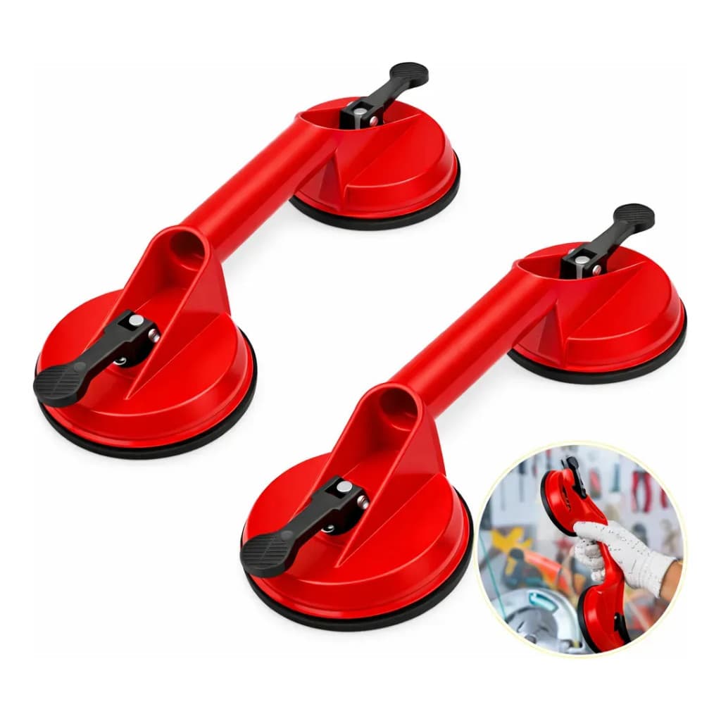 Kit com 2 Ventosa Dupla 80kg Vidros Pisos Porcelanatos Pesados Mármore Espelhos Granitos