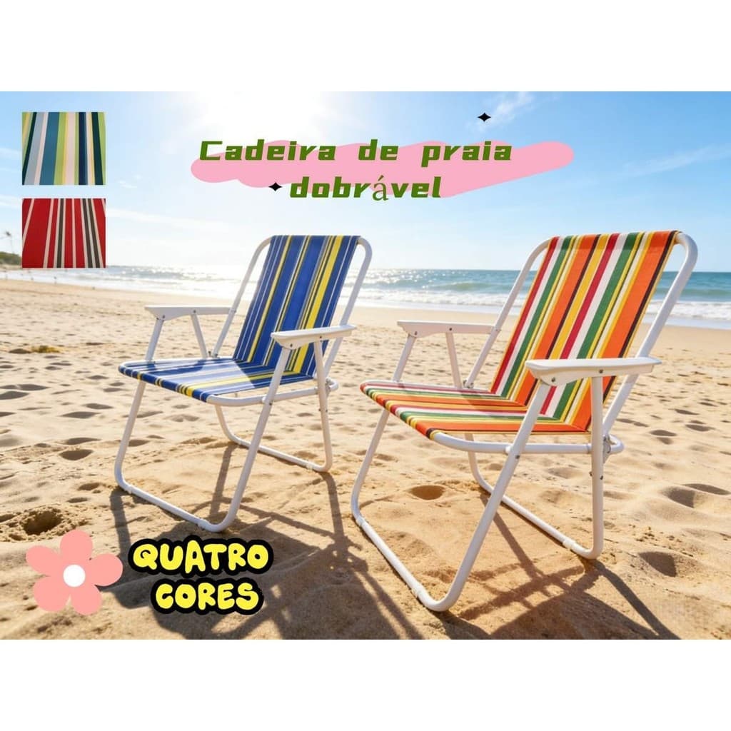 Alta qualidade Kit 2 Cadeira de Praia Varanda Alta em cadeira dobrável de acampamento Aço 110 kg