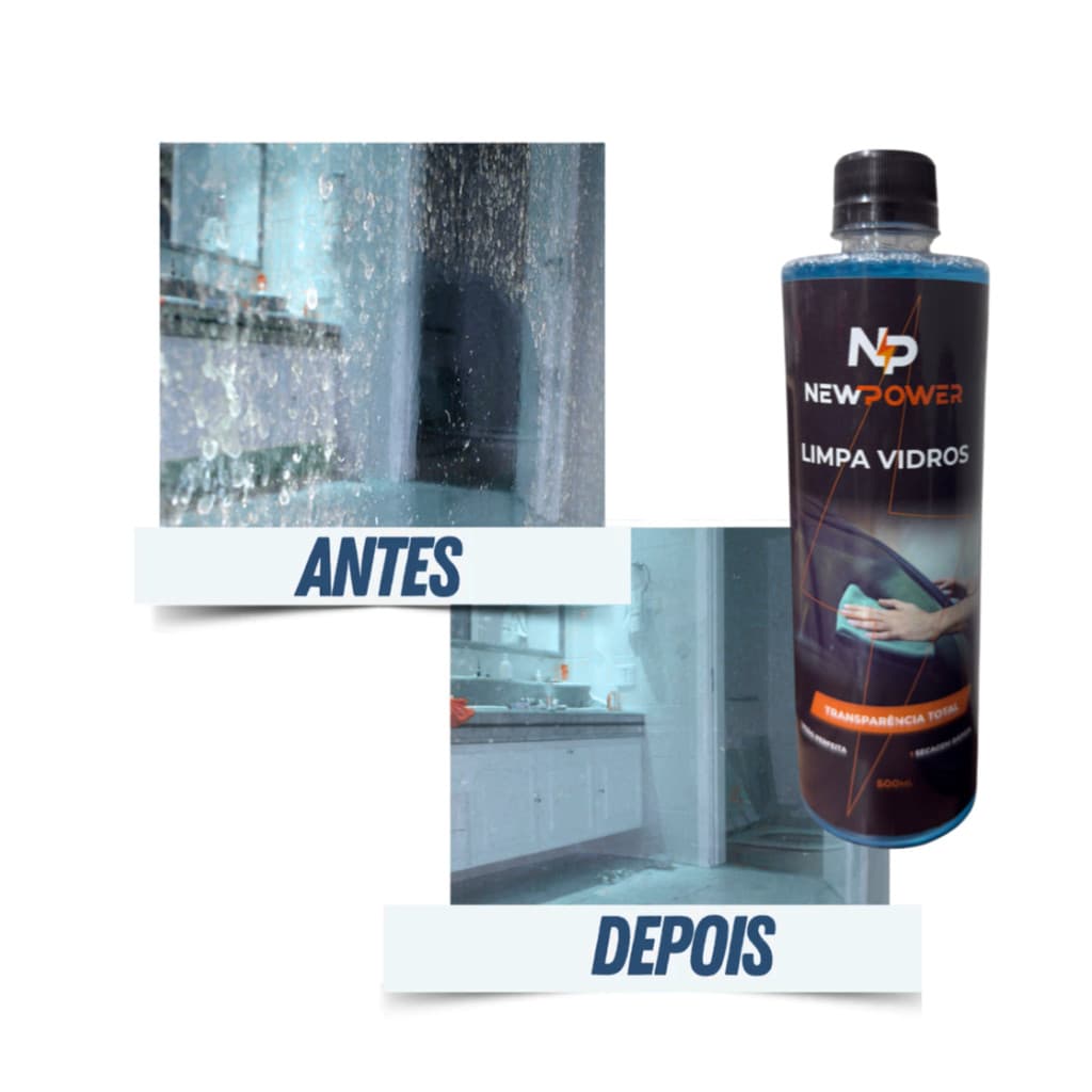 Limpa Vidros Automotivo NewPower 500ml – Spray Limpeza Profunda para Para-brisa e Vidros Sem Sujeira