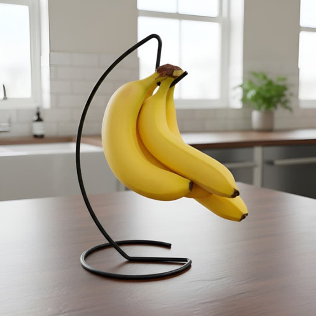 Suporte Porta Banana Organizador Cozinha Fruteira De Mesa Preto