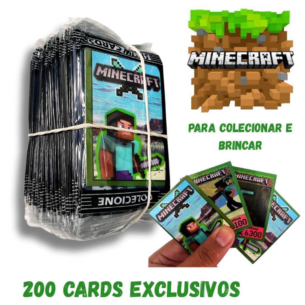 kit 200,100 Figurinhas Minecraft steve Gamecraft Cards colecionaveis Infantil Jogo Bater bafo