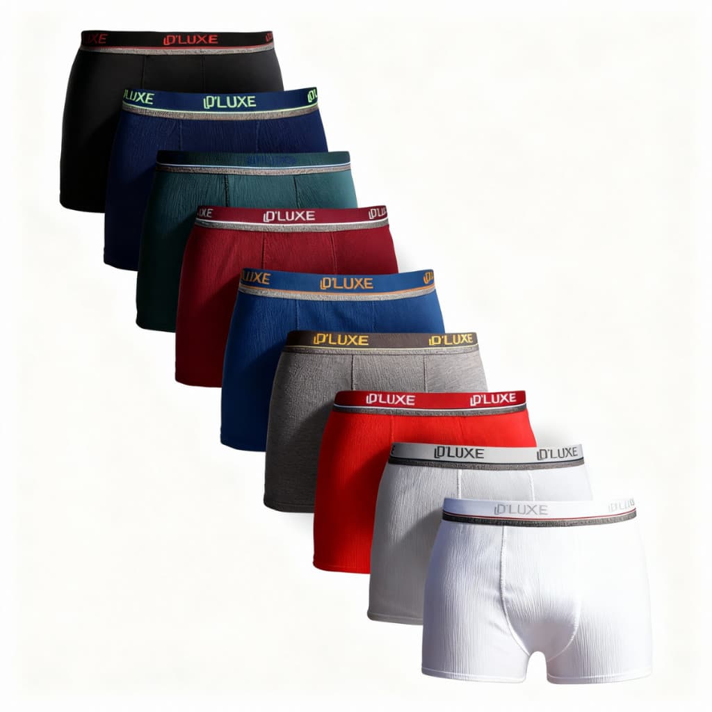 Kit 9 Cueca Boxer Box Algodão Cuecas D'luxe