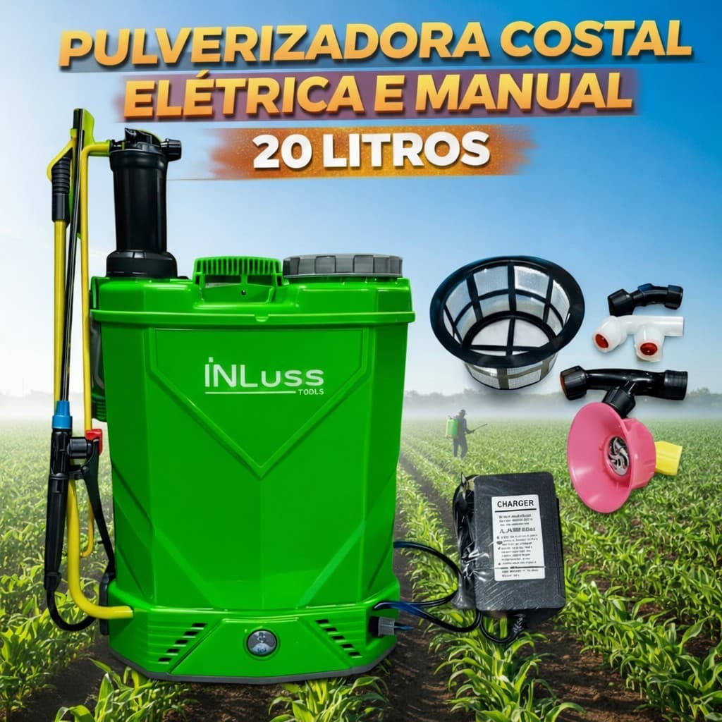 PULVERIZADOR COSTAL 2 EM 1 ELÉTRICO E MANUAL 20 LITROS