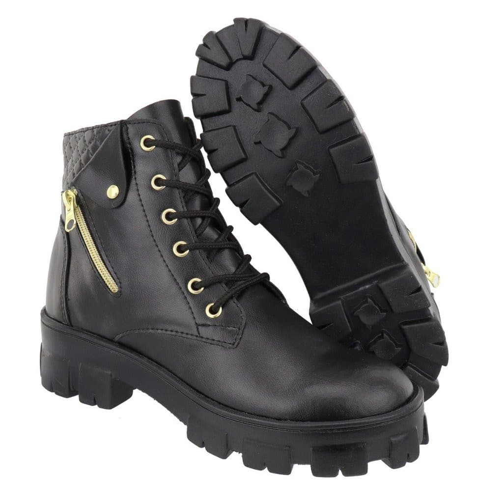Coturno Tratorado Cano Medio Bota Feminina Blogueira Modinha Sola Alta Confortavel Estilosa Promoçao