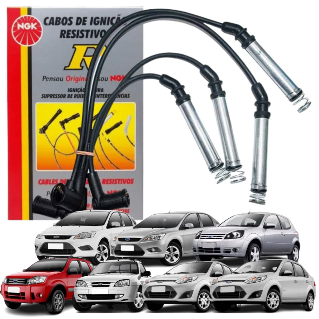 Kit Jogo Cabo De Vela Ignição Original Ngk Ford Ka Fiesta Ecosport Courier