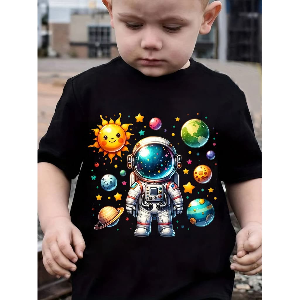 Camiseta camisa blusa Infantil Astronauta Planetas Galáxia 100% Algodão