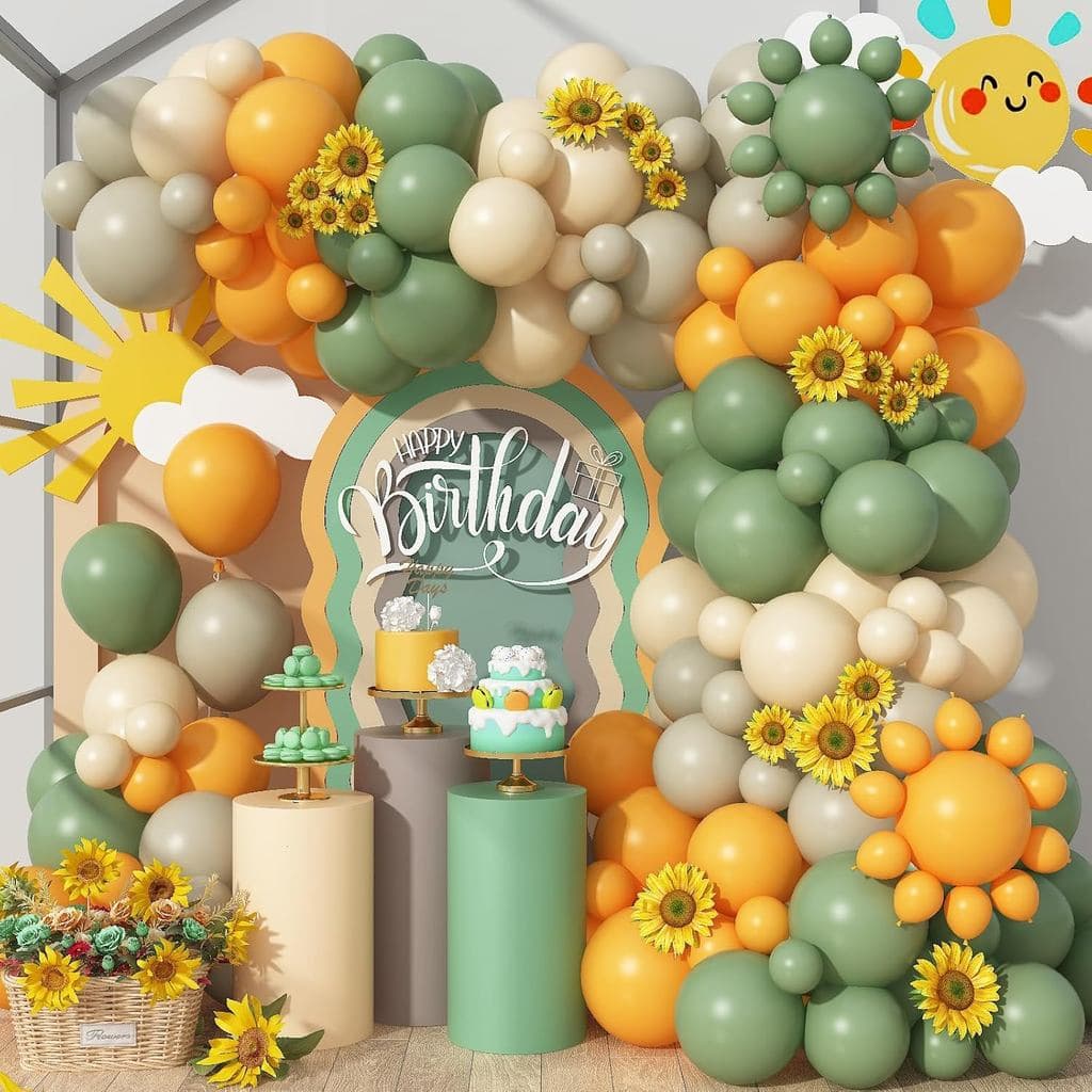 111 Bexigas Macaron Verde Laranja Bege Amarelo 10 5 Polegadas Kit Arco Ins
