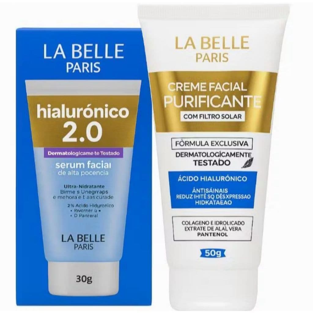 Kit Facial Ácido hialurônico La Belle Paris  Sérum + Creme HIALURONICO