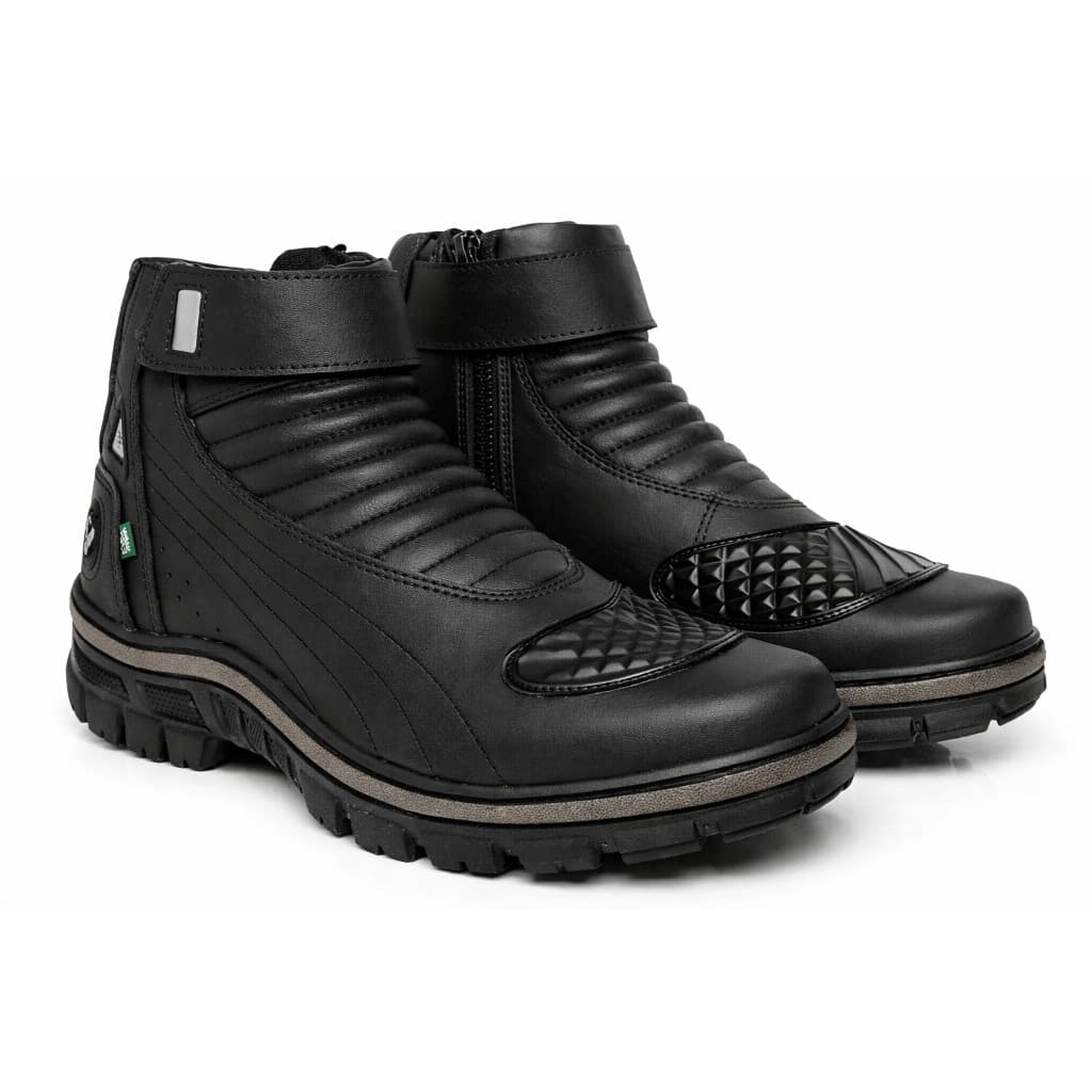 Bota Motociclista Masculina Couro Ecológico Premium Refletiva Segurança Conforto Extremo Solado Antiderrapante 8900