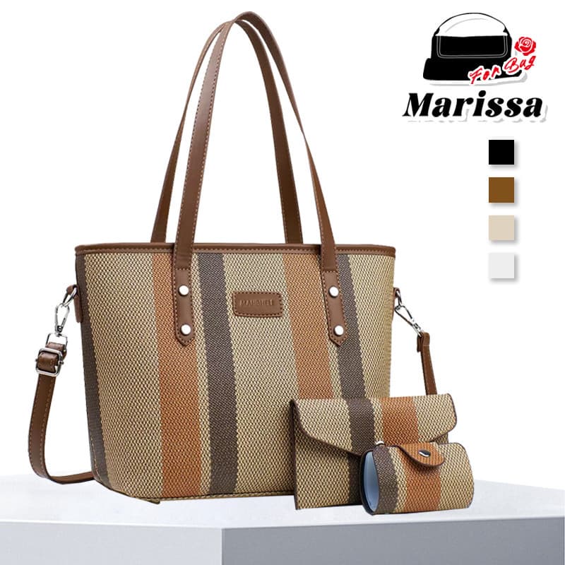 Marissa Novo Kit 3 em 1 Bolsa Mãe e Filha Color Block | Bolsa Tote Impermeável PU com Alça | Conjunto Elegante para Mães