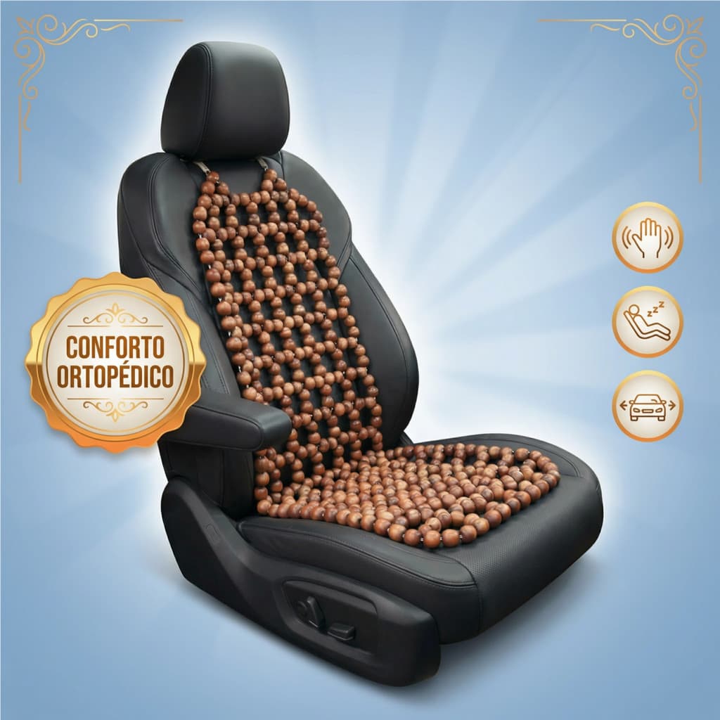 Capa Almofada Massageadora Ortopédica Bolinhas Madeira Banco Carro Van Conforto