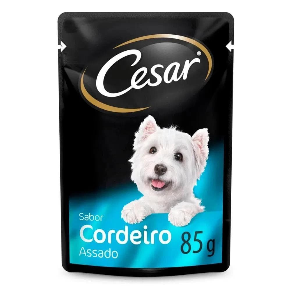 Kit Ração Úmida Cortes Selecionados Cordeiro Assado ao Molho Para Cães Adultos 20 Unidades Cesar Sachê
