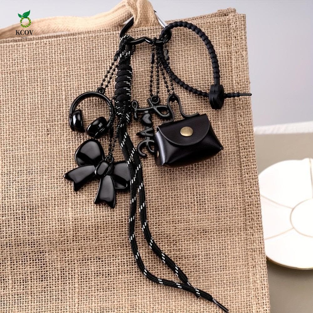 Charme De Bolsa De Arco KCOV , Pingente De Corda Trançada De Couro PU Maillard , Mini Chaveiro Acrílico Requintado