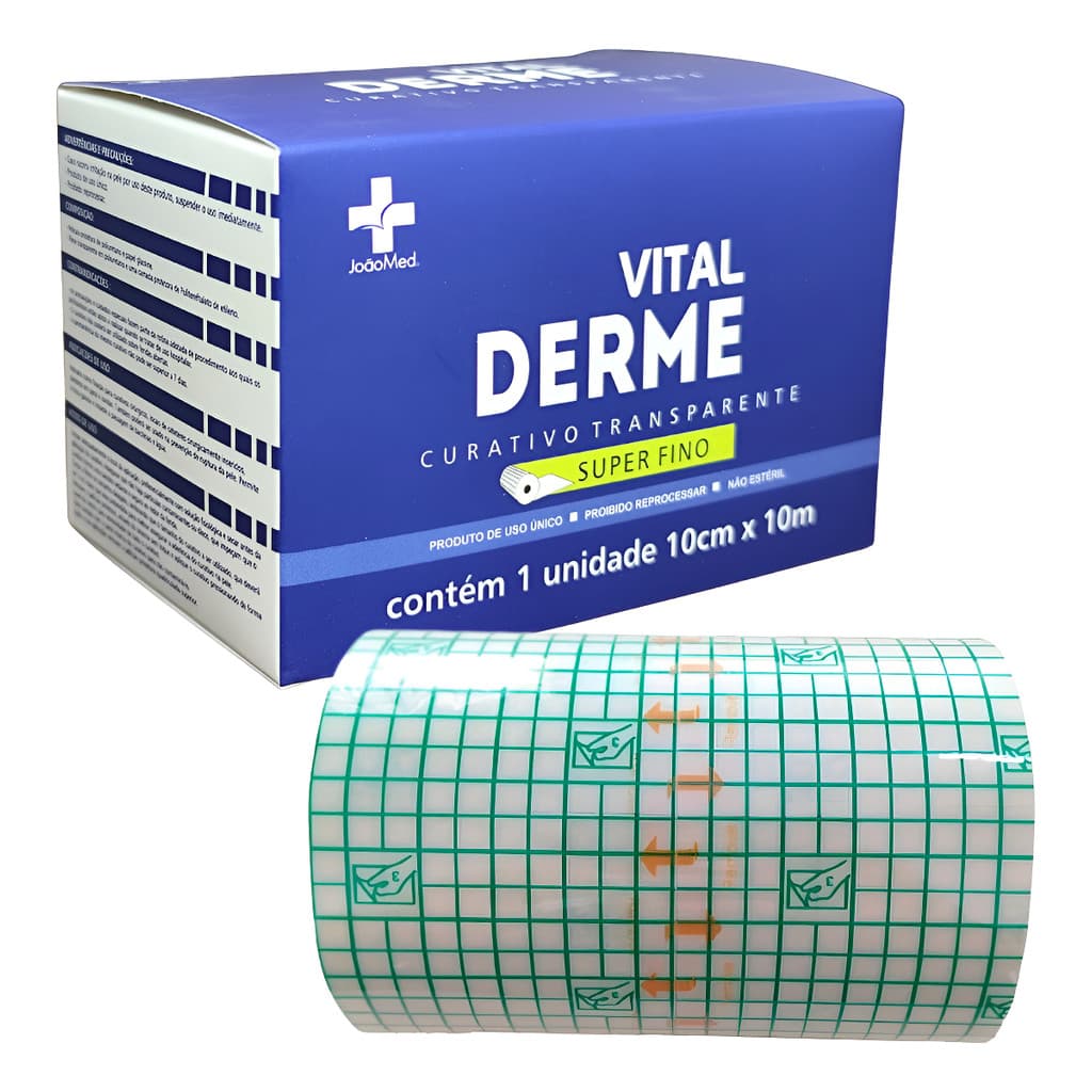 Curativo Transparente Super Fino Fosco  Rolo 10cmx10m Vital derme para tatuagens e para curativos