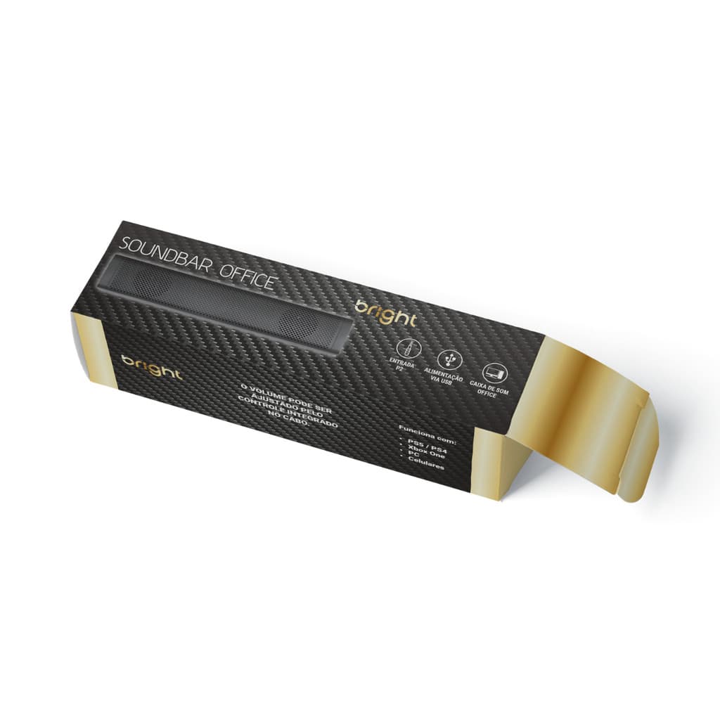 Caixa de Som Soundbar Office Bright P2 3,5mm para Computador