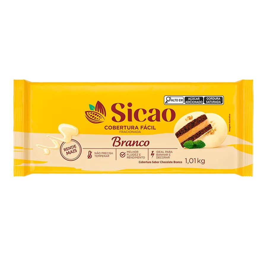 CHOCOLATE COBERTURA BARRA BRANCO FACIL 1,01 KG SICAO