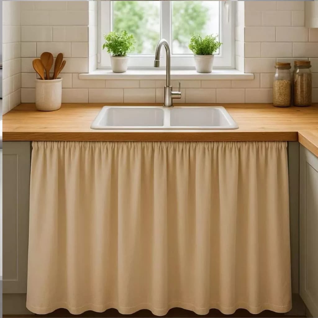 Cortina para Pia de Cozinha 140x80 Impermeável Facil Limpeza Decoração Moderna Promoção Promoção