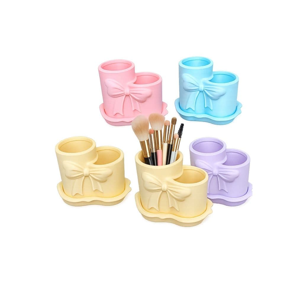 Organizador Porta pincel laço Maquiagem Cor:AMARELO