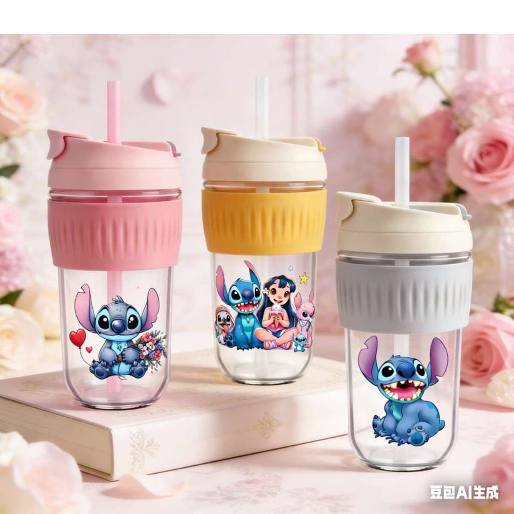 Copo com Canudo Stitch 500ml | Design Fofo e Versátil