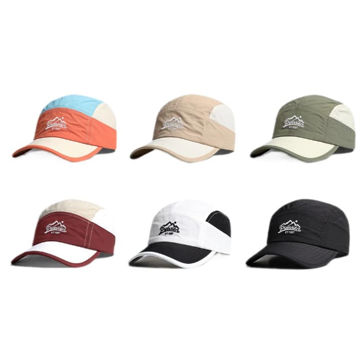Boné Five Panel Bordado Nylon Masculino e Feminino Estilo Streetwear Moda Corrida Bicicleta Uso Diário Chapéu
