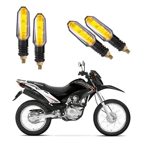 Kit 4 Setas Esportivas P50 Honda Nxr 125 Bros Es 2004 2005 Preto