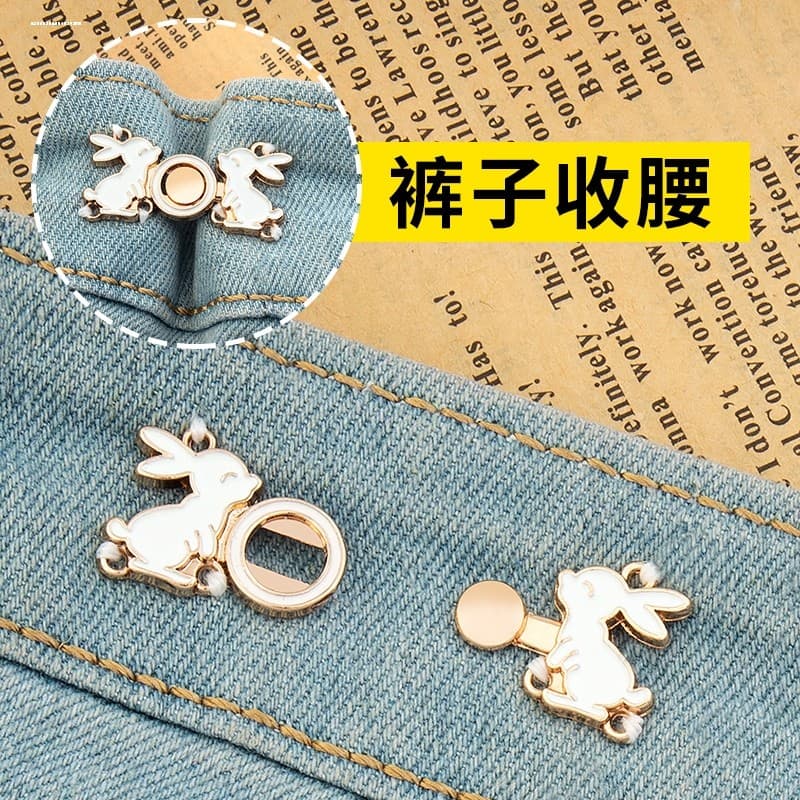 Calças cintura aperto ferramenta útil cintura estreita botão Jeans saia ajustável feminino calças invisíveis soltas para