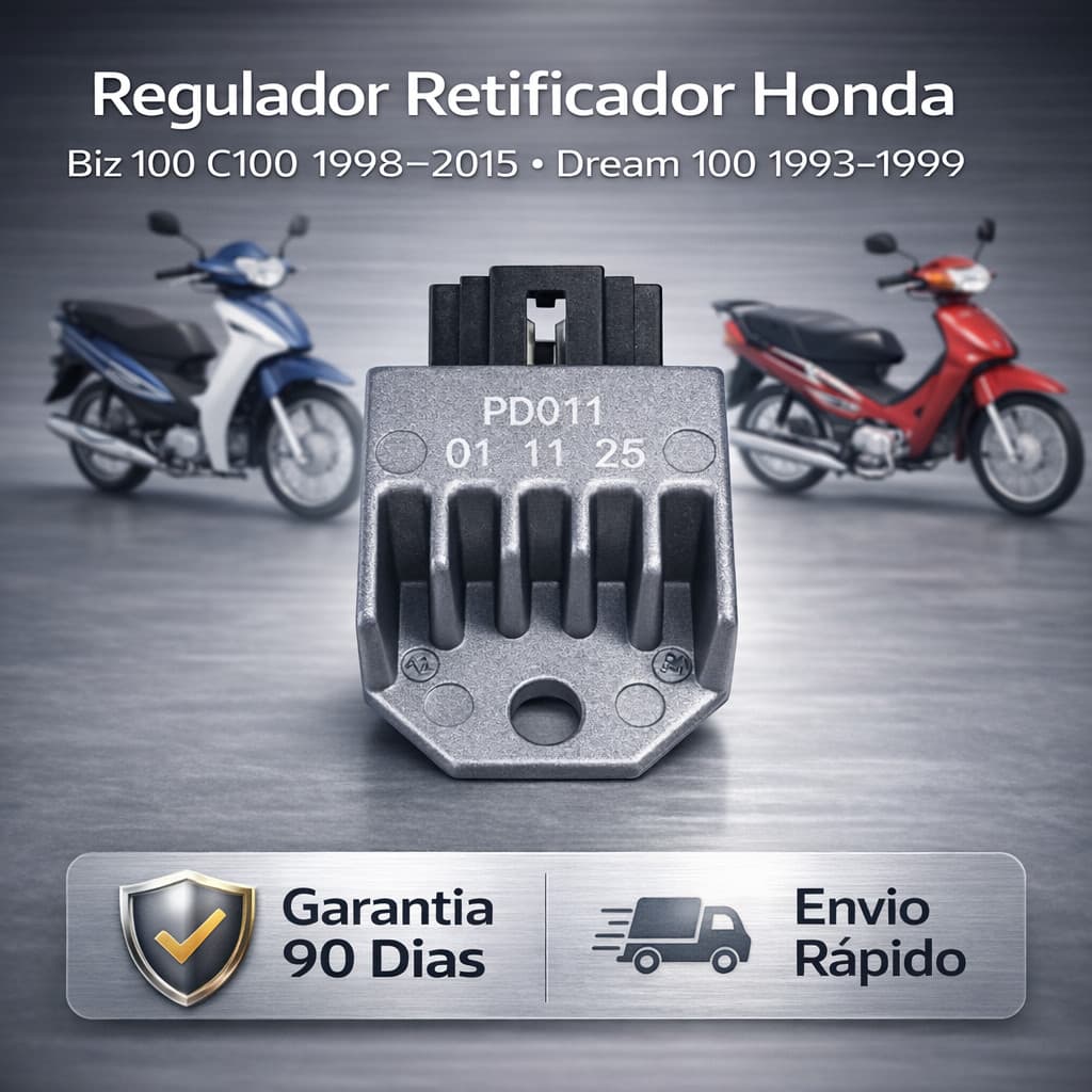 Regulador Retificador Honda Biz 100 C100 1998–2015 • Dream 100 1993–1999 • 12V • 4 Pinos