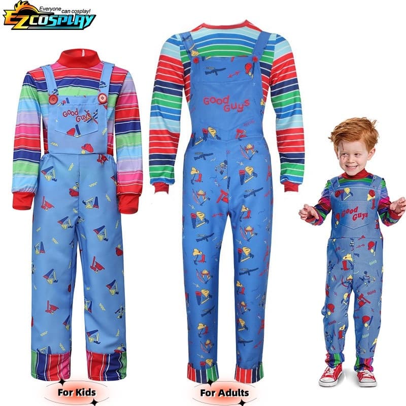 Chucky Cosplay traje masculino feminino camisa calças festa de Halloween traje carnaval WGYC