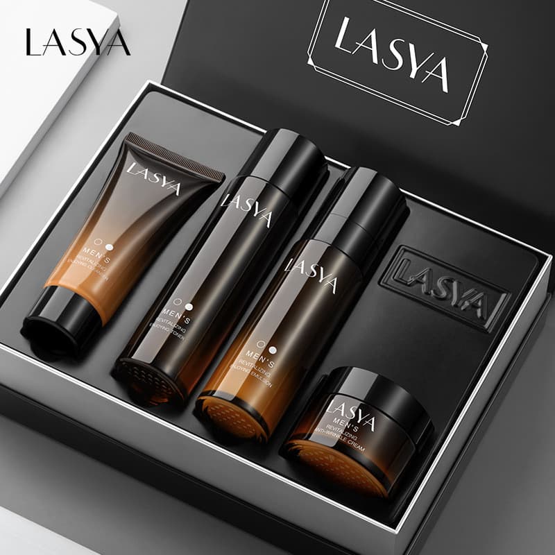 LASYA Conjunto masculino multiefeito rejuvenescedor de quatro peças, hidratante, controle de óleo, creme de limpeza Faci