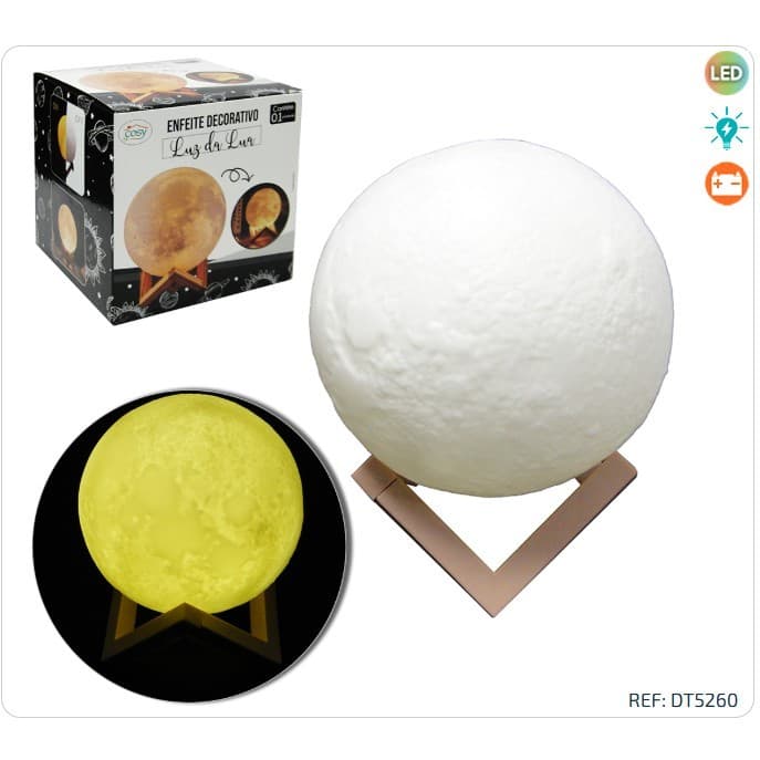 Abajur Luminária Lua Cheia Led Base De Plástico DT8054