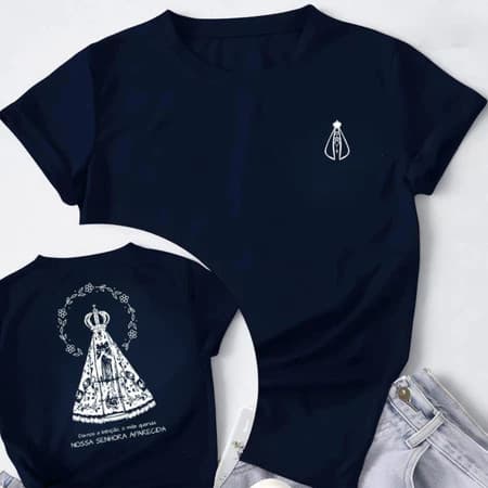 Camiseta Nossa Senhora Aparecida Católica Unissex – Estampa Religiosa 100% Algodão