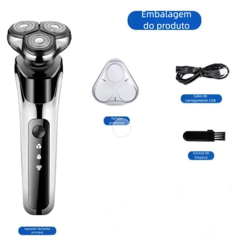 BARBEADOR ELÉTRICO MASCULINO SHUANGKE 5000 4D ALTA POTÊNCIA RECARREGÁVEL USB TIPO C PROFISSIONAL SEM FIO