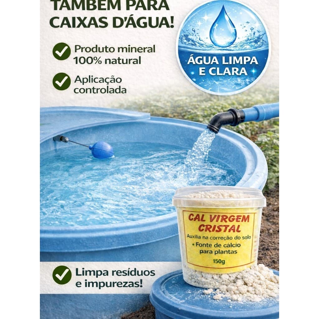 Cal Virgem Para Plantas e Caixas De Água Poços e Doces Cristalizados Cristal 150g