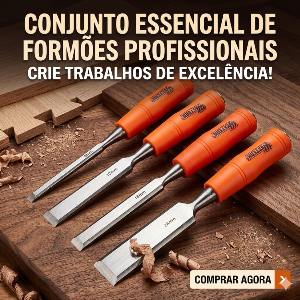 Kit De Formão Cabo Resistente 3/8 A 01 Polegada Com 4 Peças Pro