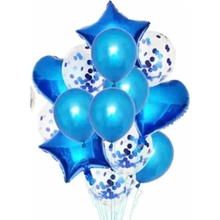 Kit Buque Balão Metalizado 10/14  Peças Bexiga com Confete