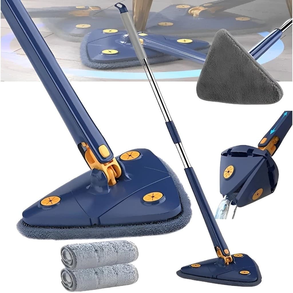 Mop Triangular 360 Esfregão Limpeza Casa Cabo Longo Pisos Cerâmica Cantos Rodo Lava Chão