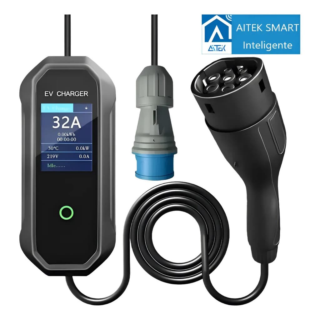 Carregador De Carro Elétrico Portátil 7kw 32a Com App Bivolt Tipo2 Compatível Com Smart Life /Tuya