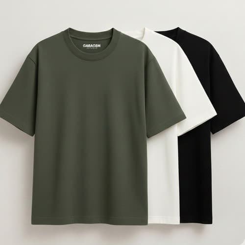 Kit 3 Camiseta Masculina Oversized Gola Larga Street Premium Camisa Malhão Gola Canelada Ribana
