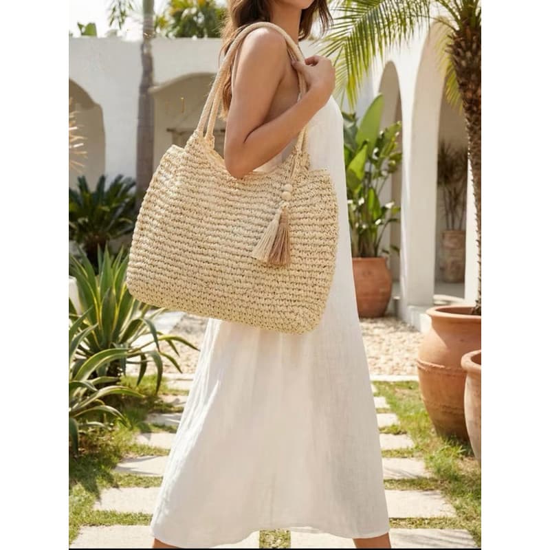 Bolsa sacola de Palha crochê artesanal