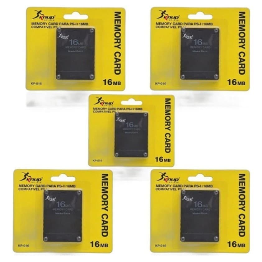 Kit 5 Memory Card 16mb Máximo Desempenho Preto Knup Para Ps2 Playstation 2