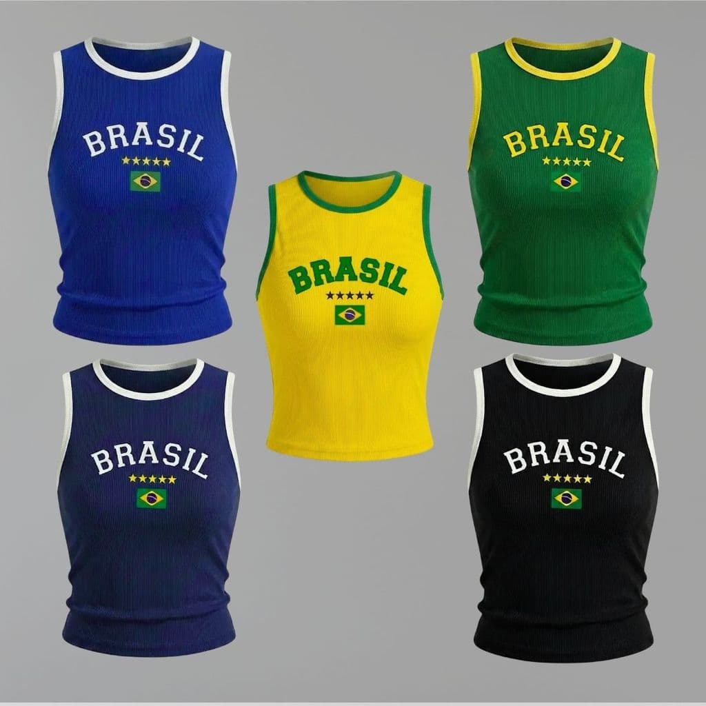 Regata do Brasil Feminina Baby Look Brasil Feminina Camisa Do Brasil Feminina Blusa Copa Feminina 2026 Tamanho 36 ao 58