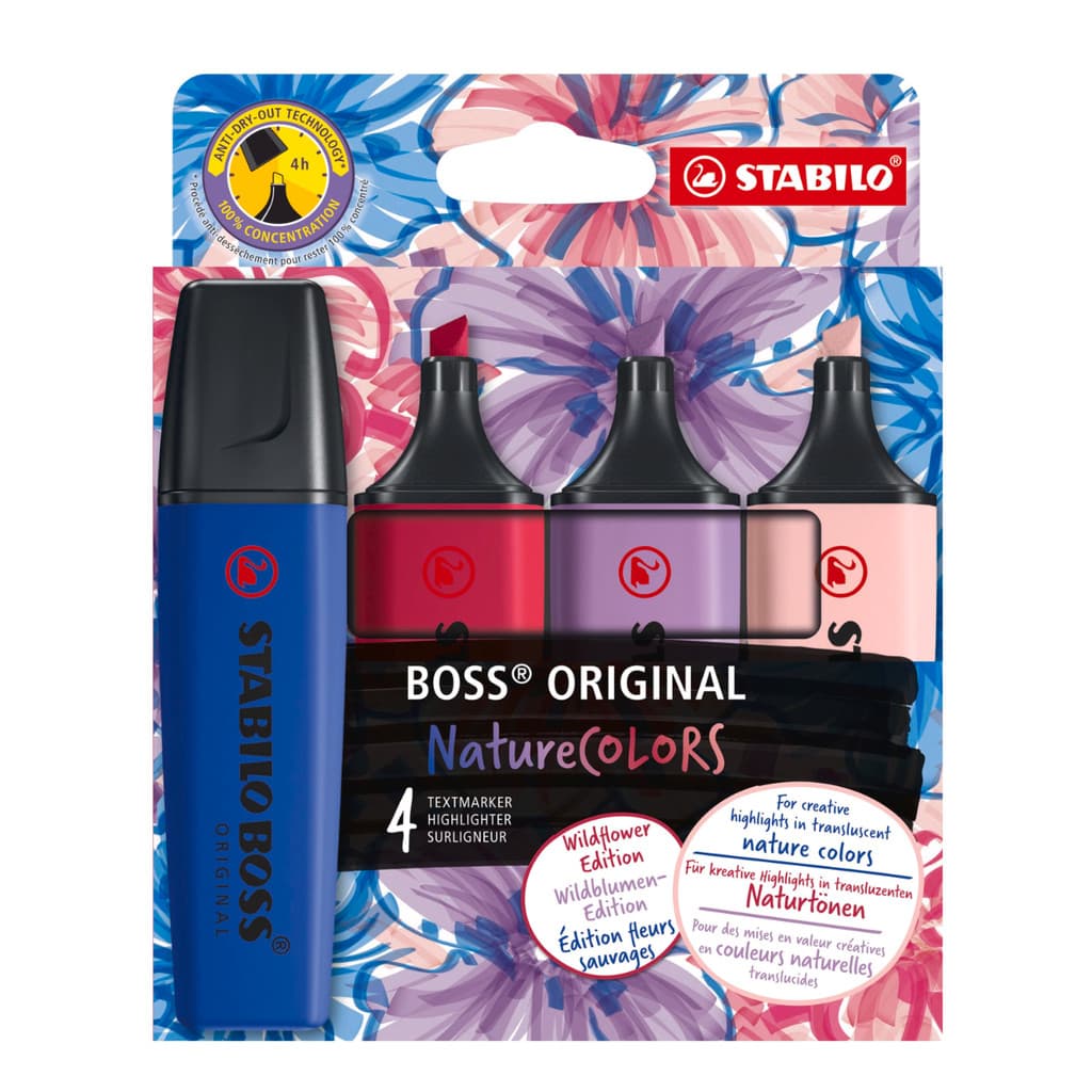 Marca Texto Stabilo Boss Nature Colors Wildflower 4 unidades