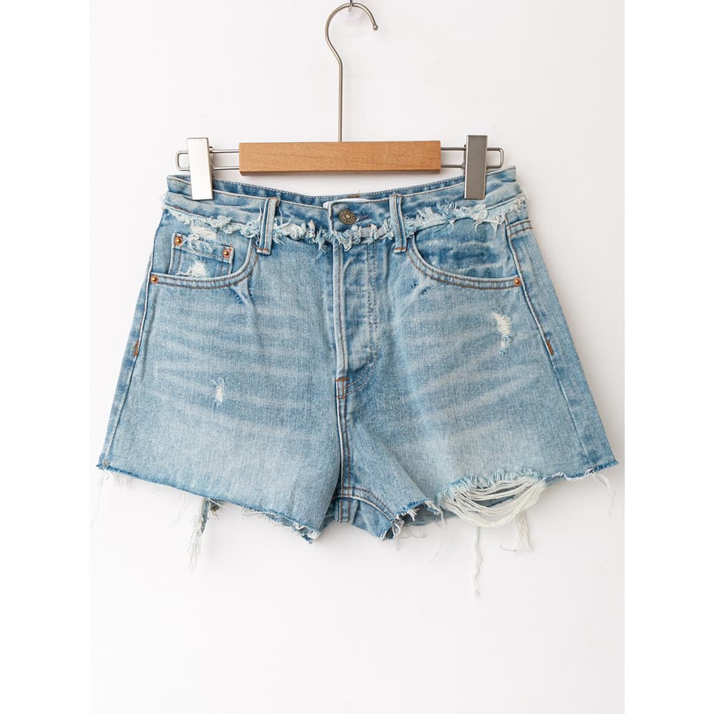 Verão comércio exterior versão coreana novo estilo animado redução de idade cintura ruim Design lavado pele pé Denim Sho