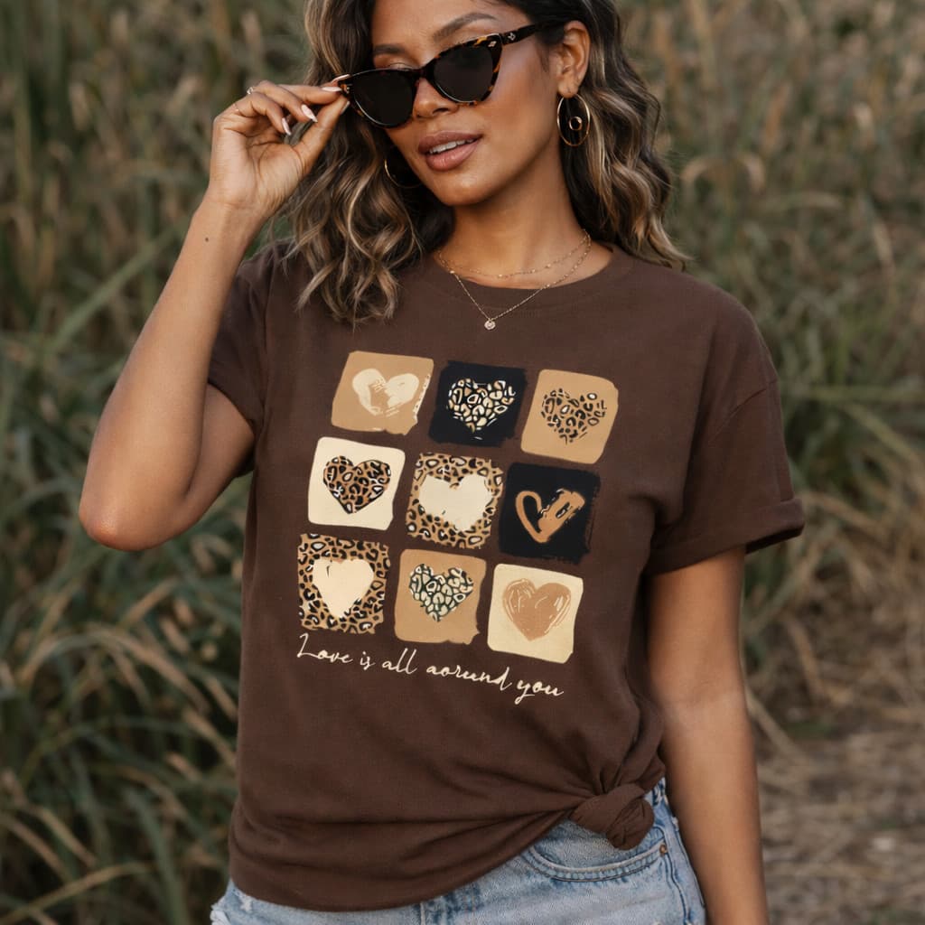 Camiseta Love Coração Camisa Animal Print 100% Algodão Blusinha Fashion 2026