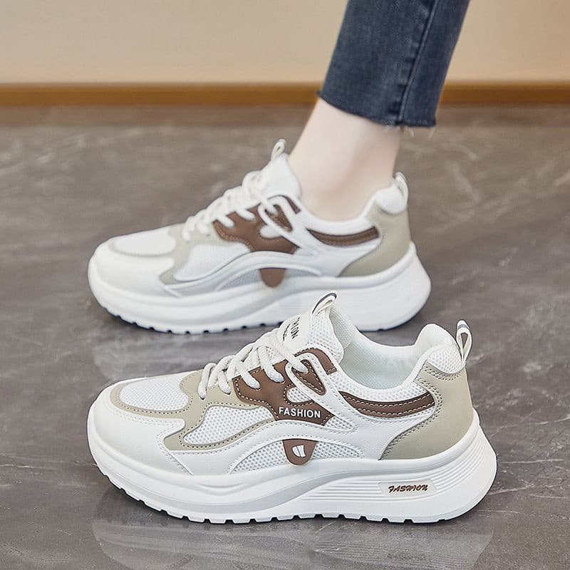 Malha respirável tênis feminino 2026 novo estilo primavera verão papai sapatos leve sola macia correndo sapatos brancos
