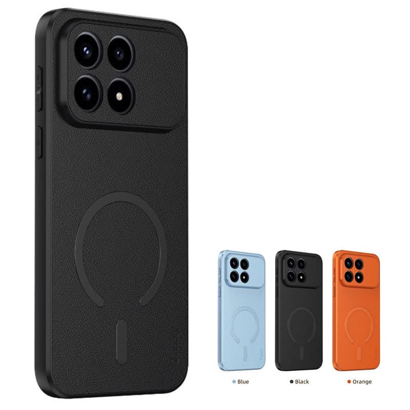 Capa Para POCO F8 Pro Couro De Cabra Caso De Carregamento Sem Fio Redmi K90 Tira Magnética Embutida À Prova De Choque De