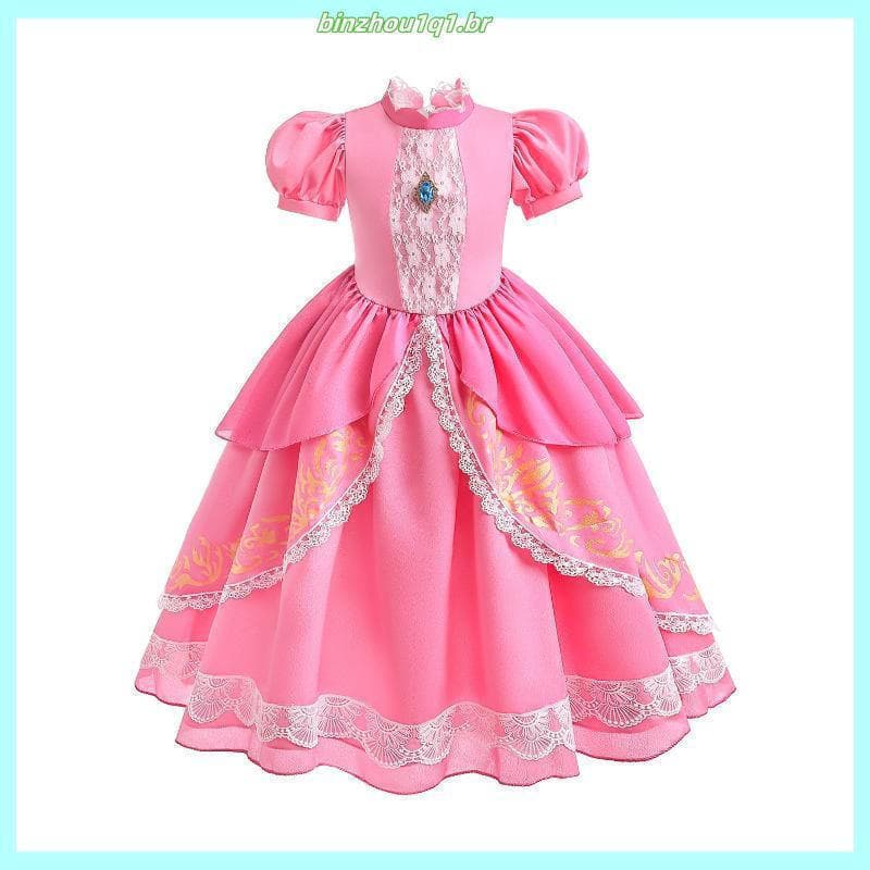 Vestido de Cosplay da Princesa Peach Mario para Meninas Rosa Performance U3H0 0J07