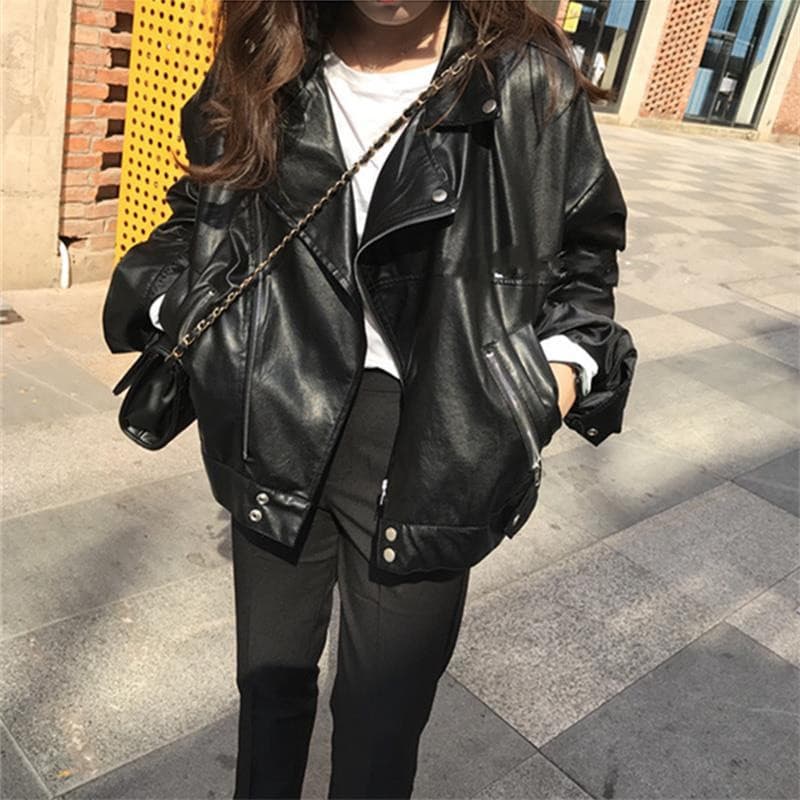 Jaqueta de Couro Feminina SXEF Plus Size Forrada com Capuz, Jaqueta Biker Original GG Feminina