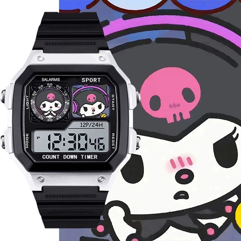 Relógio Eletrônico Kuromi Sanrio Para Mulheres , Alto Apelo Estético , Esportes , À Prova D'água , Adequado Estudantes ,