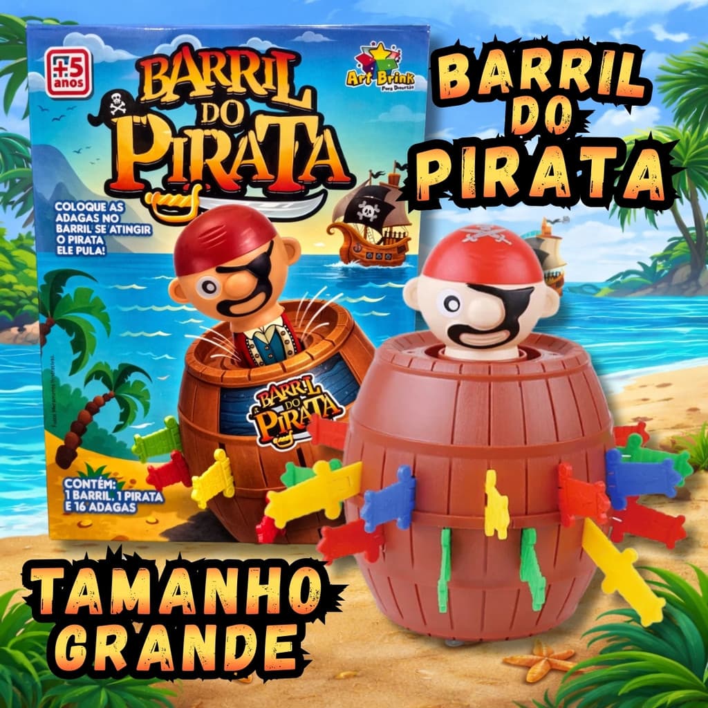 Jogo Barril Pirata Pula Brinquedo Infantil Grande Medio e Pequeno Espada Educativo Interativo Mesa